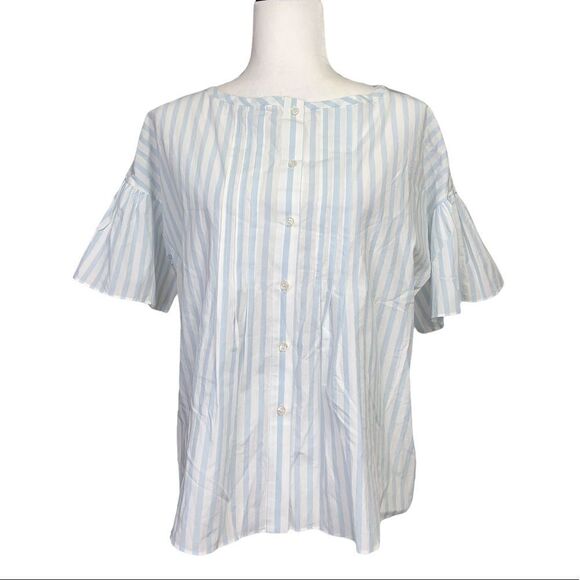 𝅺🆕 Maxmara Weekend Striped Down Button Flutter Sleeve Blouse - Picture 1 of 7